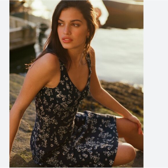 Rouje Paris Paolina Verveine Marine Midi Dress - Picture 1 of 8